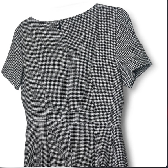 Eliza J Houndstooth Sheath Dress Size 12 Black White Ruffle Work Dress - Picture 8 of 9